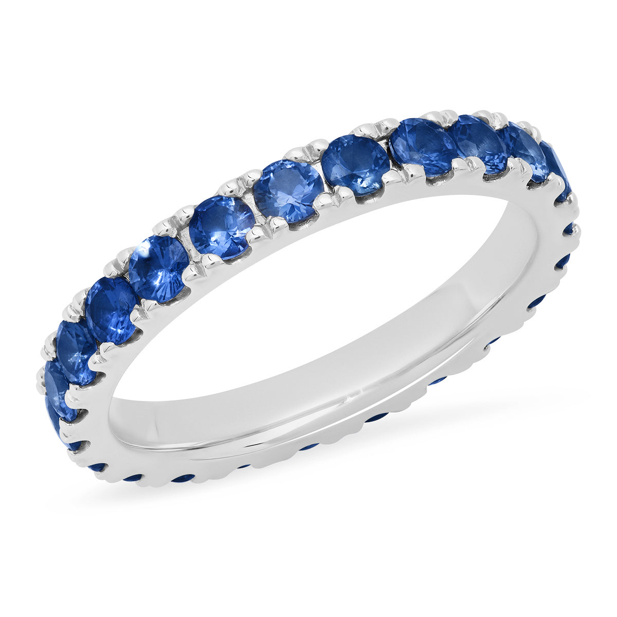 14K White Gold Large Blue Sapphire Eternity Band